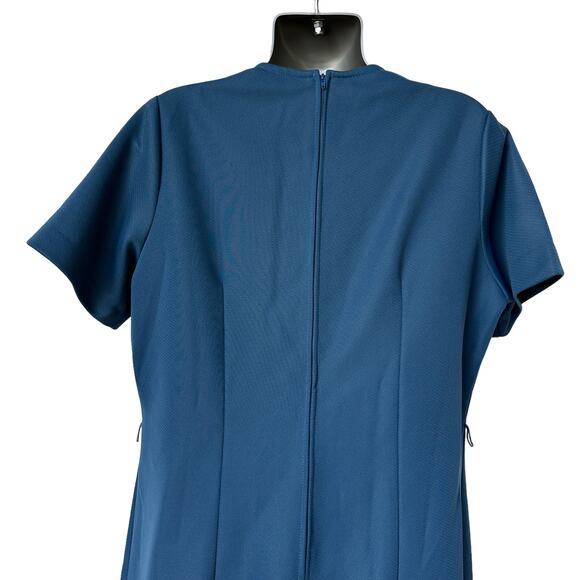 Vintage Mynette Dress Blue 60s Midi Length Short Sleeves Women's Size Large - Picture 10 of 13